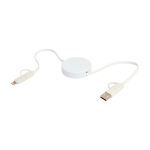 Câble en plastique recyclé charge rapide et synchronisation 5 en 1 couleur blanc deuxième vue