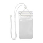 Housse imperméable moyenne en plastique pour mobile avec corde couleur blanc deuxième vue arrière