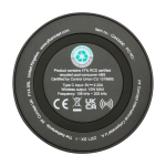 Base de charge sans fil avec câble 2 en 1 en plastique recyclé 15W couleur noir deuxième vue arrière
