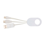 Câble de charge en plastique recyclé avec plusieurs connexions 4 en 1 couleur blanc deuxième vue frontale