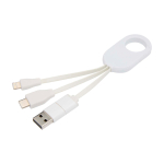 Câble de charge en plastique recyclé avec plusieurs connexions 4 en 1 couleur blanc