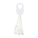 Câble de charge en plastique recyclé avec plusieurs connexions 4 en 1 couleur blanc deuxième vue arrière