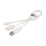 Câble de charge en plastique recyclé avec plusieurs connexions 4 en 1 couleur blanc