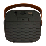 Enceinte sans fil en plastique recyclé avec sangle en cuir 3W couleur noir deuxième vue arrière