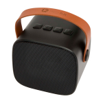 Enceinte sans fil en plastique recyclé avec sangle en cuir 3W couleur noir