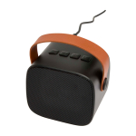 Enceinte sans fil en plastique recyclé avec sangle en cuir 3W couleur noir troisième vue