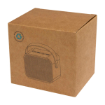 Enceinte sans fil en plastique recyclé avec sangle en cuir 3W couleur noir deuxième vue avec boîte
