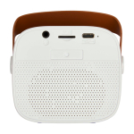 Enceinte sans fil en plastique recyclé avec sangle en cuir 3W couleur blanc deuxième vue arrière