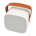 Enceinte sans fil en plastique recyclé avec sangle en cuir 3W couleur blanc deuxième vue