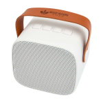 Enceinte sans fil en plastique recyclé avec sangle en cuir 3W couleur blanc
