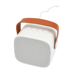 Enceinte sans fil en plastique recyclé avec sangle en cuir 3W couleur blanc troisième vue