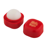 Baume à lèvres à la vanille avec boîtier carré en plastique FPS 15 couleur rouge vue avec impression sérigraphique