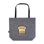 Sac de courses en feutre recyclé de haute qualité, capacité 20L couleur gris foncé vue arrière avec logo