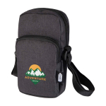 Housse pour mobile en polyester recyclé avec sangles ajustables couleur gris foncé vue impression transfert