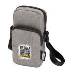 Housse pour mobile en polyester recyclé avec sangles ajustables couleur gris chiné vue impression transfert