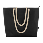 Sac de plage en polyester recyclé avec anses en cordon 23L couleur noir deuxième vue frontale