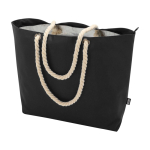 Sac de plage en polyester recyclé avec anses en cordon 23L couleur noir deuxième vue
