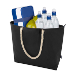 Sac de plage en polyester recyclé avec anses en cordon 23L couleur noir troisième vue