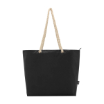 Sac de plage en polyester recyclé avec anses en cordon 23L couleur noir troisième vue frontale