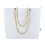 Sac de plage en polyester recyclé avec anses en cordon 23L couleur blanc deuxième vue frontale