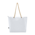 Sac de plage en polyester recyclé avec anses en cordon 23L couleur blanc deuxième vue arrière