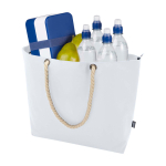 Sac de plage en polyester recyclé avec anses en cordon 23L couleur blanc troisième vue