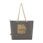 Sac de plage en polyester recyclé avec anses en cordon 23L couleur gris vue arrière avec logo