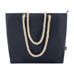 Sac de plage en polyester recyclé avec anses en cordon 23L couleur bleu marine deuxième vue frontale