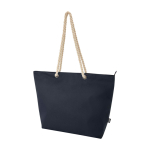 Sac de plage en polyester recyclé avec anses en cordon 23L couleur bleu marine