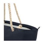 Sac de plage en polyester recyclé avec anses en cordon 23L couleur bleu marine vue détail 1