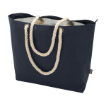 Sac de plage en polyester recyclé avec anses en cordon 23L couleur bleu marine deuxième vue