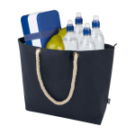 Sac de plage en polyester recyclé avec anses en cordon 23L couleur bleu marine troisième vue