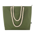 Sac de plage en polyester recyclé avec anses en cordon 23L couleur vert olive deuxième vue frontale