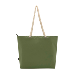 Sac de plage en polyester recyclé avec anses en cordon 23L couleur vert olive deuxième vue arrière