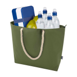 Sac de plage en polyester recyclé avec anses en cordon 23L couleur vert olive troisième vue