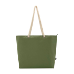 Sac de plage en polyester recyclé avec anses en cordon 23L couleur vert olive troisième vue frontale