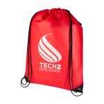 Sac à dos à cordon en non-tissé durable et résistant à la déchirure 5L couleur rouge vue impression sérigraphique