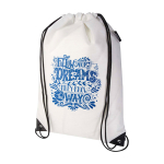 Sac à dos à cordon en non-tissé durable et résistant à la déchirure 5L couleur blanc vue impression sérigraphique