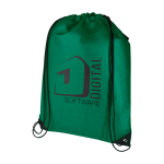 Sac à dos à cordon en non-tissé durable et résistant à la déchirure 5L couleur vert vue impression sérigraphique