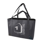 Grand sac cabas en polyester recyclé avec anses 65L couleur noir vue impression transfert