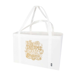 Grand sac cabas en polyester recyclé avec anses 65L couleur blanc vue impression transfert