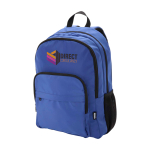 Sac à dos ordinateur portable polyester recyclé poche pour PC 15” couleur bleu roi vue impression transfert