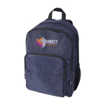 Sac à dos ordinateur portable polyester recyclé poche pour PC 15” couleur bleu marine vue impression transfert