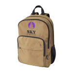 Sac à dos ordinateur portable polyester recyclé poche pour PC 15” couleur vert foncé vue impression transfert