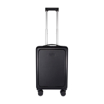 Valise cabine en plastique recyclé avec compartiment pour PC 20” couleur noir deuxième vue frontale