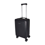 Valise cabine en plastique recyclé avec compartiment pour PC 20” couleur noir vue impression avec logo 2
