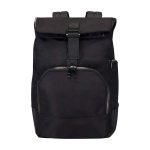 Sac à dos de voyage rabat enroulable et plusieurs poches PC 15” couleur noir deuxième vue frontale