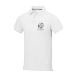Polo à manches courtes pour homme en coton piqué 200 g/m² Herren-Poloshirt aus Piqué-Baumwolle, 200 g/m2, Elevate Life couleur blanc vue impression sérigraphique