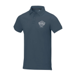 Polo à manches courtes pour homme en coton piqué 200 g/m² Herren-Poloshirt aus Piqué-Baumwolle, 200 g/m2, Elevate Life couleur cyan vue impression sérigraphique