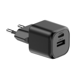 Chargeur double en plastique recyclé avec prise européenne 20W couleur noir